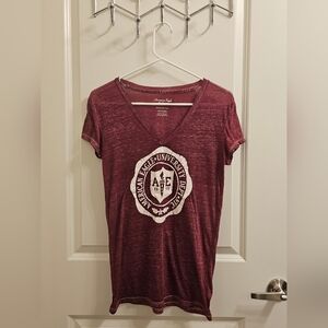 American Eagle University Maroon Sheer V-Neck Shirt